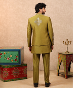 Green Mirror Work Designer Indo Western for Men